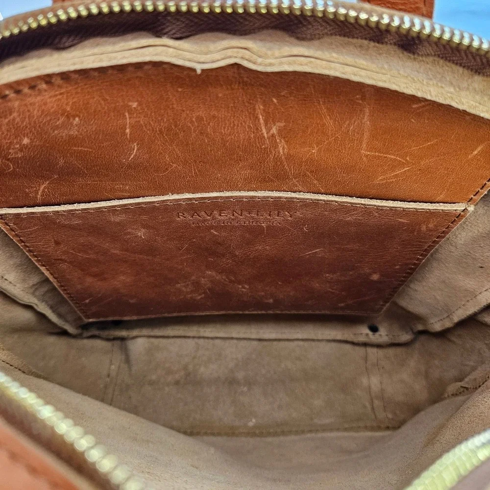 Raven + Lily Brown Natural Leather Minimalist‎ Backpack